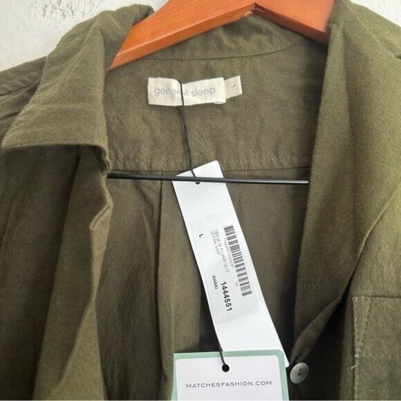 NEW General Sleep Sz Large Pajama Top Khaki Green Organic Cotton Soft Flannel - Picture 9 of 10